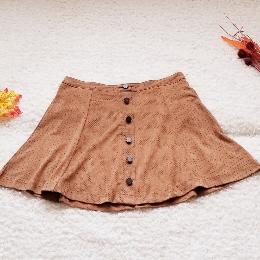 JOLT FAUX SUEDE BROWN CIRCLE SKIRT SIZE 3 - Picture 2 of 8